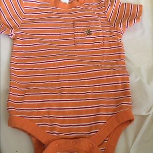 Baby boys orange and white shirt